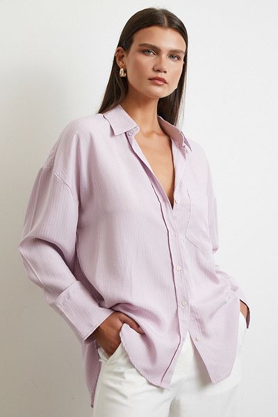 Never more Striped Shirt with Pockets Lilac