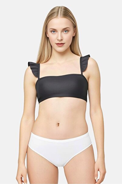 Monki Women Plain Bikini Top, Black
