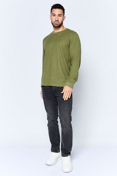 Chaps Men Crew Neck Embroidered Logo Long Sleeve Sweatshirt, Olive