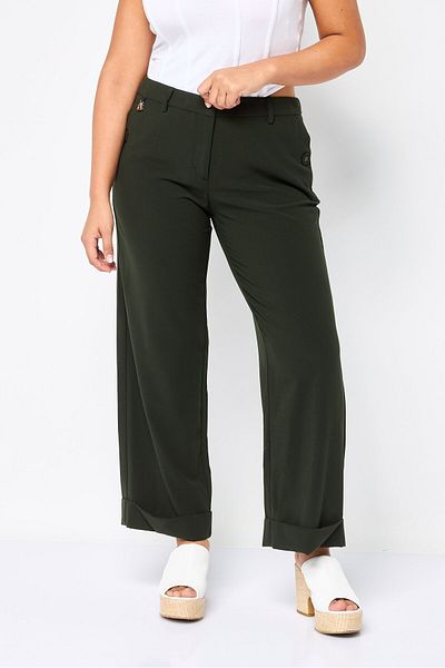 Harmont & Blaine Women Regular Fit Solid Palazzo Pants, Dark Green