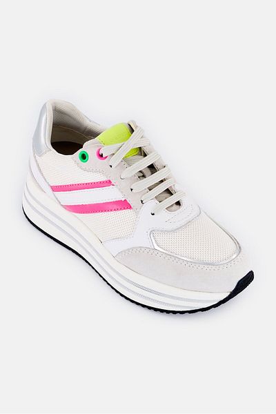 Geox Women D Kency B Lace Up Casual Shoes, Multicolor