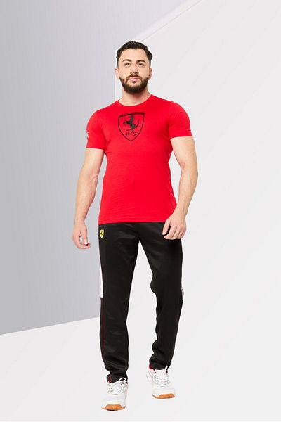 Puma X Scuderia Ferrari Men Sportswear Fit Race Mt7 Training Track Pants, Black