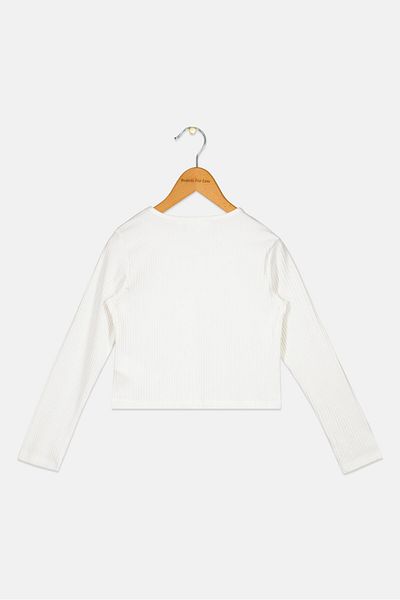 Koton Kids Girl Textured Long Sleeve Top, Off white