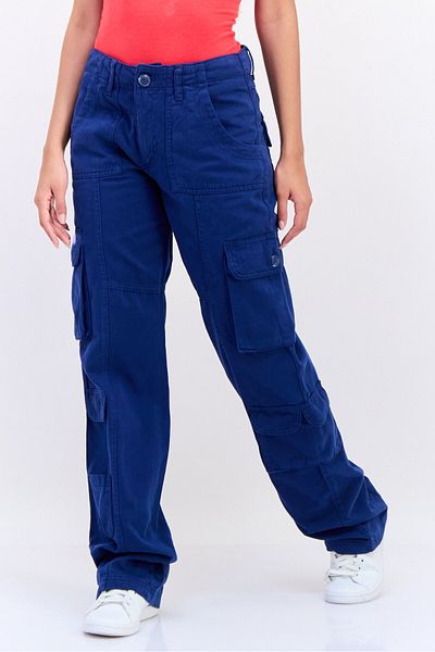 Don't Call Me Jennyfer Women Regular Fit Plain Straight Leg Cargo Pants, Slate