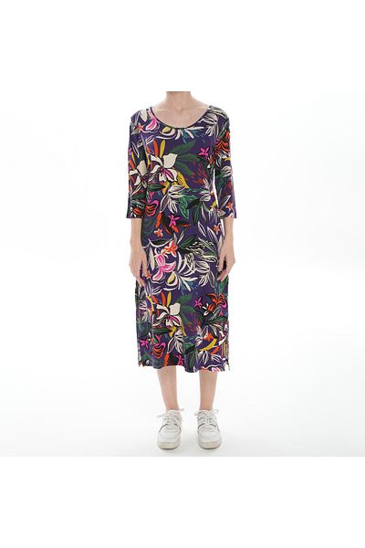 ASN concept Women's Floral Patterned Purple Dress (with Plus Size Option)