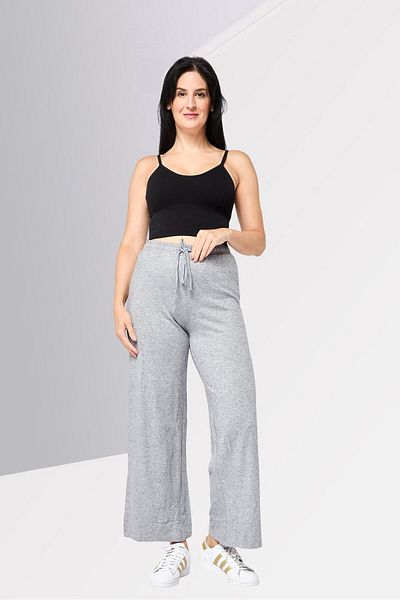 Koton Women Regular Fit Heather Wide Leg Pants, Grey
