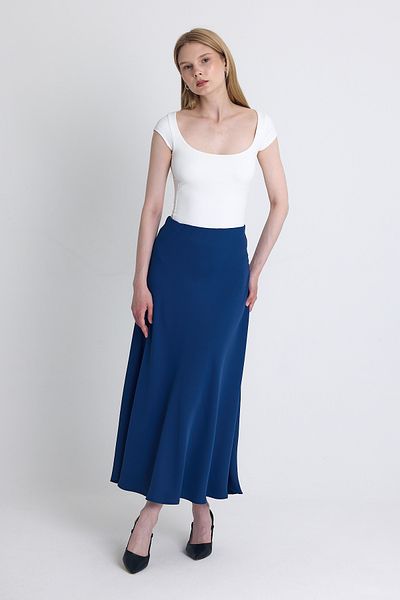 Rays Fusta Midi A-Line Indigo cu talie înaltă 241312