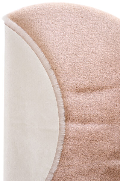 Cool Halı Pembe Yuvarlak Peluş Post Halı Yıkanabilir Kaymaz Tavşan Tüyü Kürk Pofuduk Yumoş Pufy Banyo Halısı