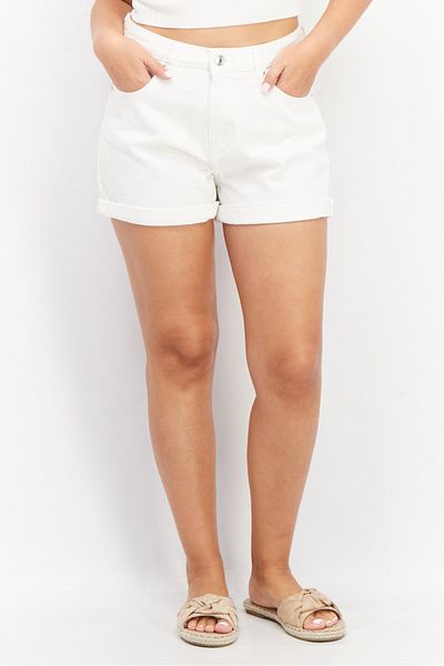Sinsay Women Washed Denim Shorts, White