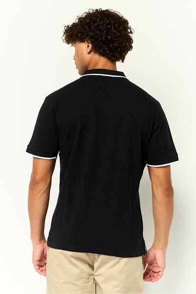 Cavalli Class Men Regular Fit Embroidered Logo Short Sleeves Polo Shirt, Black