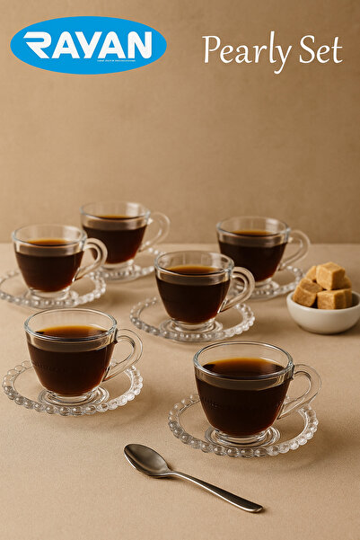 KAMPANYALI Rayan Pearly Serisi 6 Kişilik Fincan Takımı | İnci Detaylı Şık Fin...