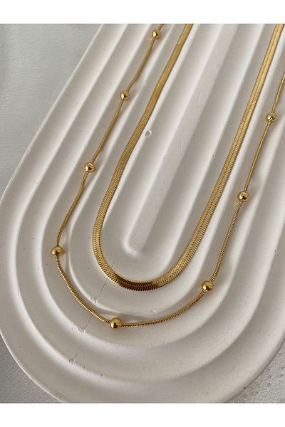 stainless steell Italian Crushed and Doric Chain Steel Necklace