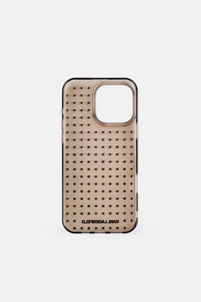 Karl Lagerfeld iPhone 16 Pro Max Allover Stud Phone Case, Brown