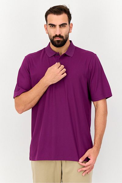 Greg Norman Men Sportswear Fit Short Sleeve Textured Outdoor Polo Shirt, Purple