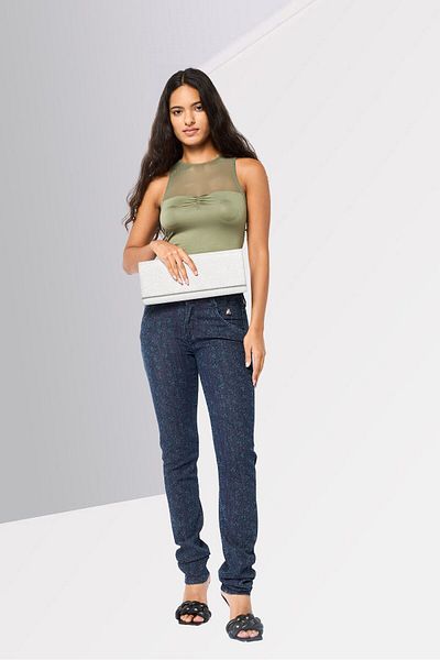 Harmont & Blaine Women Slim Fit Floral Print Stretchable Denim, Multicolor