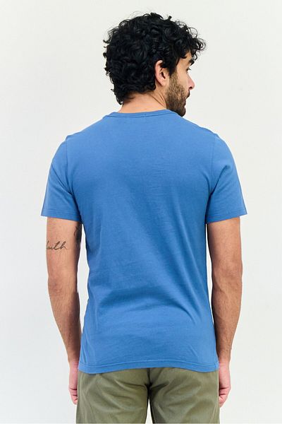 Dockers Men Round Neck Short Sleeve Brand Logo T-Shirt, Slate Blue
