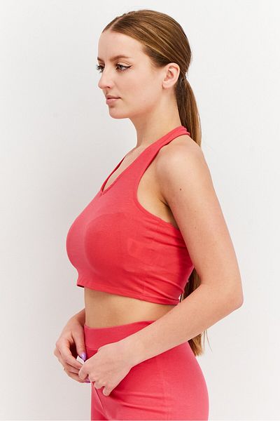 Sinsay Women Halter Neck Sleeveless Solid Top, Pink