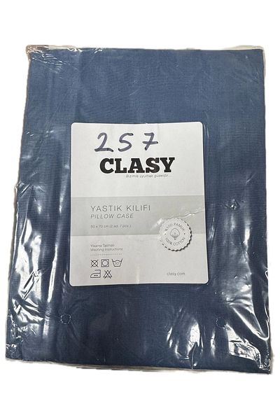 Clasy Ranforce 100% bumbac 2 bucăți husă de pernă albastru simplu