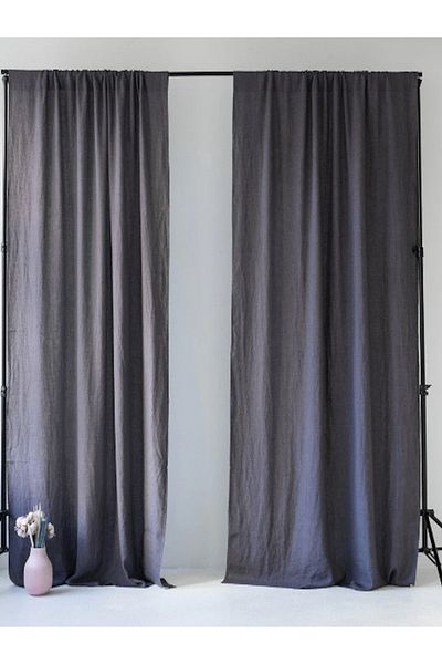 KÜTÜKhouse Dark Gray Linen Night Curtain Set of 2 130X200 cm