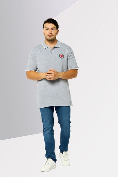 Cavalli Class Men Regular Fit Brand Logo Short Sleeves Polo Shirt, Grey