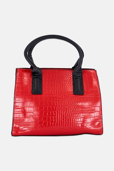 Lavie Women Animal Print Satchel, Red