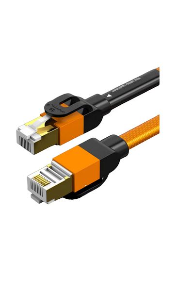 OEM CAT7 ethernet cable, length 2m, nylon, metal, black, orange