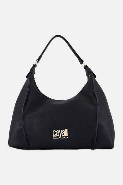Cavalli Class Women Hardware Logo Shoulder Bag, Black