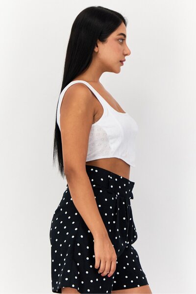 Don't Call Me Jennyfer Women Scoop Neck Sleeveless Eyelet Crop Tank Top, White