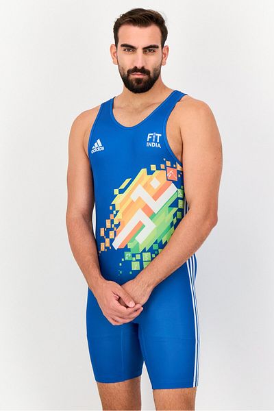 adidas Men Sportswear Fit Wrestling Sleeveless Singlet, Blue
