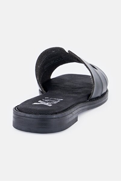 XTI Women Leather Upper Slip On Sandal, Black