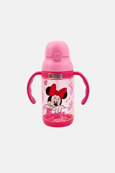 Disney Minnie Mouse Double Handle Water Bottler With Strap, Pink