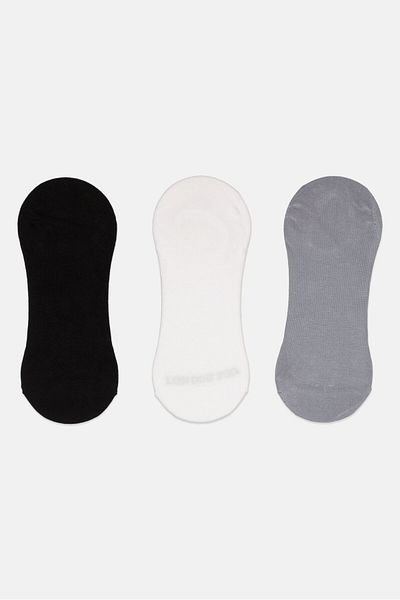 London Fog Men 3 Pair Brand Logo Round Invisible Socks, Multicolor