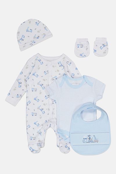 Rock A Bye Baby Boutique Toddlers Boy 5 Pieces Graphic Hanging Gift Set, Multicolor