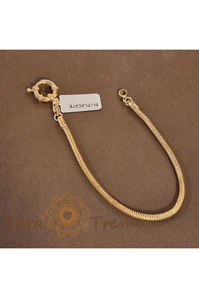 saratremo Unisex Snake Bracelet Plated with 18K Gold, Nautical Design - 19 cm