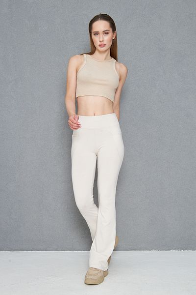 Dİ GİYİM Di Clothing Women's High Waist Gathering Double Pocket Flared Leggings