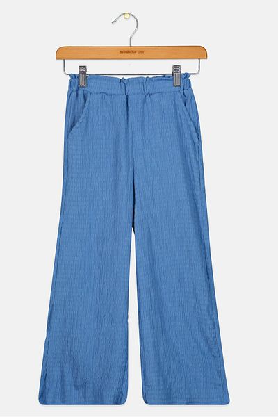 DeFacto Kids Girl Textured Wide Leg Pants, Blue