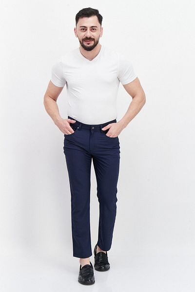 Greg Norman Men Regular Fit Plain Chino Pants, Navy Blue