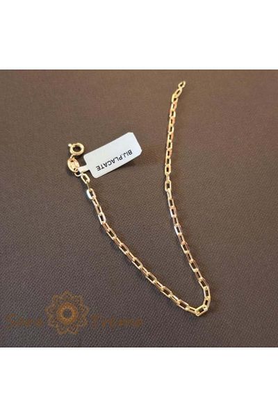 saratremo Brățară unisex placată cu aur 18K, model cu zale medii cubice, 19 cm