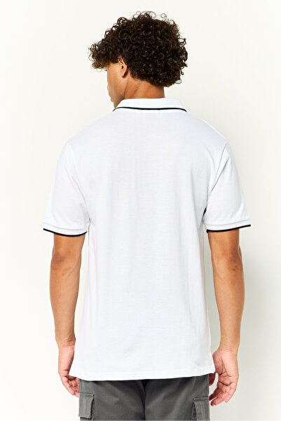 Cavalli Class Men Regular Fit Short Sleeve Brand Logo Polo Shirt, White
