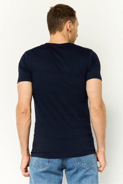 Cavalli Class Men Crew Neck Short Sleeves Graphic Print T-Shirt, Dark Navy