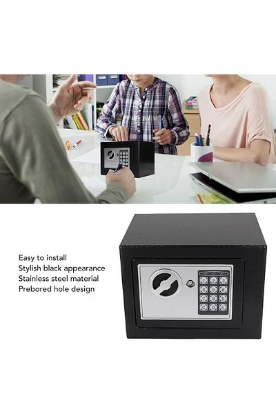 rexa Digital Electronic Safety Locker – Black/Silver – 20x31x20 cm – Secure Password Safe Box