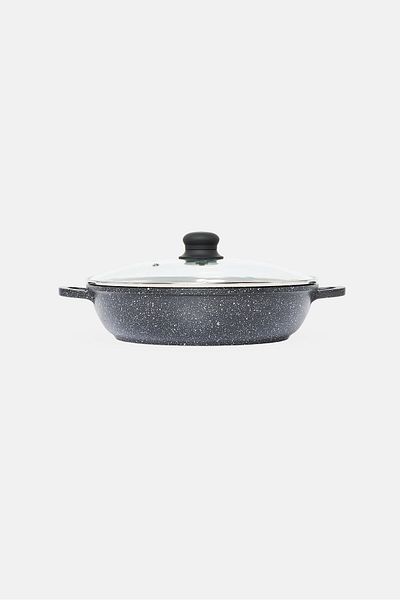 YOTO Cast Aluminum Shallow Casserole 28cm, Black