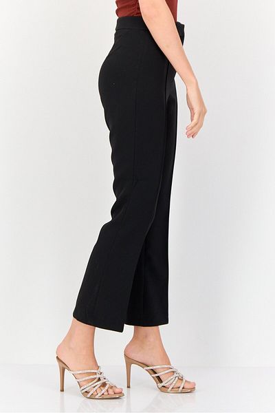 Koton Women Regular Fit Solid Cropped Pants, Black
