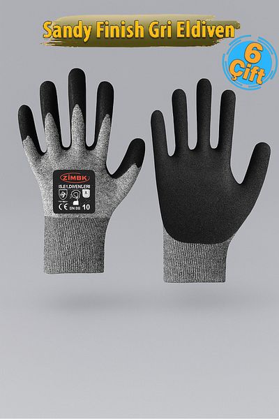 zimak El-155 Sandy Finish Gray Gloves Size 10 (6 Pairs)
