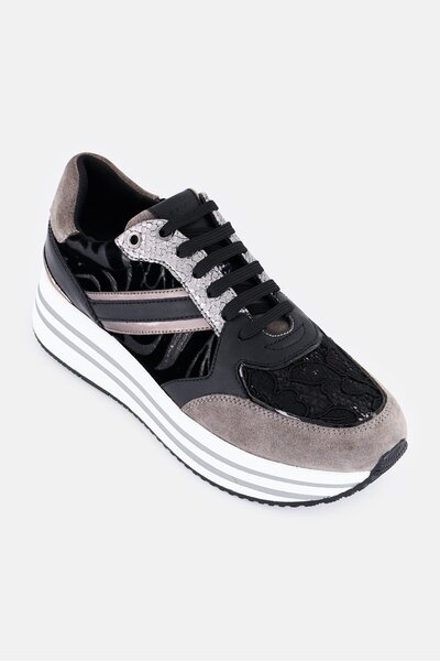 Geox Women D Kency B Lace Up Casual Shoes, Multicolor