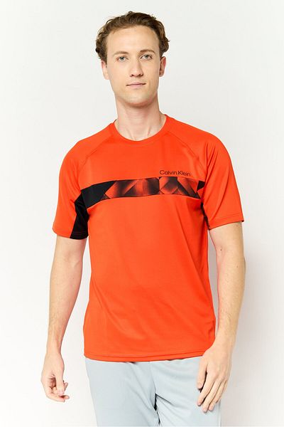 Calvin Klein Men Sportswear Fit Short Sleeves Training T-Shirt, Dark Orange
