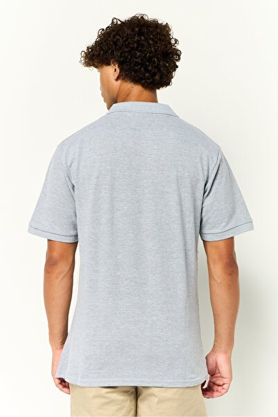 Cavalli Class Men Regular Fit Embroidered Logo Short Sleeves Polo Shirt, Grey