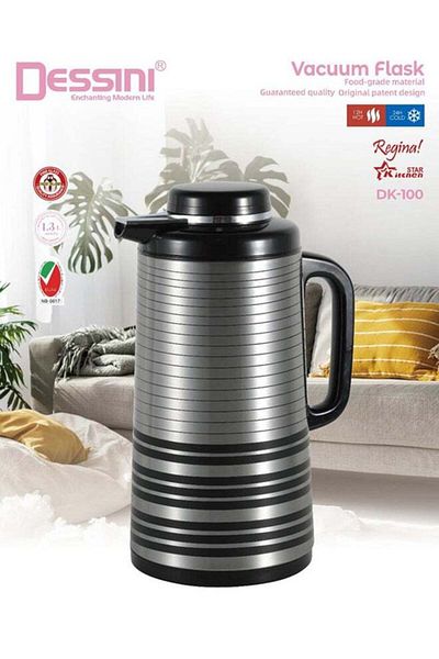 Dessini Stainless Steel Tea & Coffee Vacuum Flask 1.3L Black/Silver