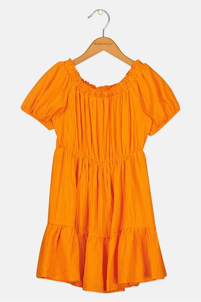Koton Kids Girl Plain Midi Dress, Orange