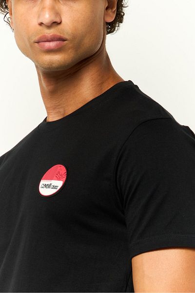 Cavalli Class Men Crew Neck Short Sleeves Brand Logo T-Shirt, Black